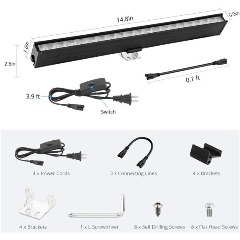 UV Black Lights 4Pack,LED Blacklight Bar for Halloween Glow Party Lighting Stage